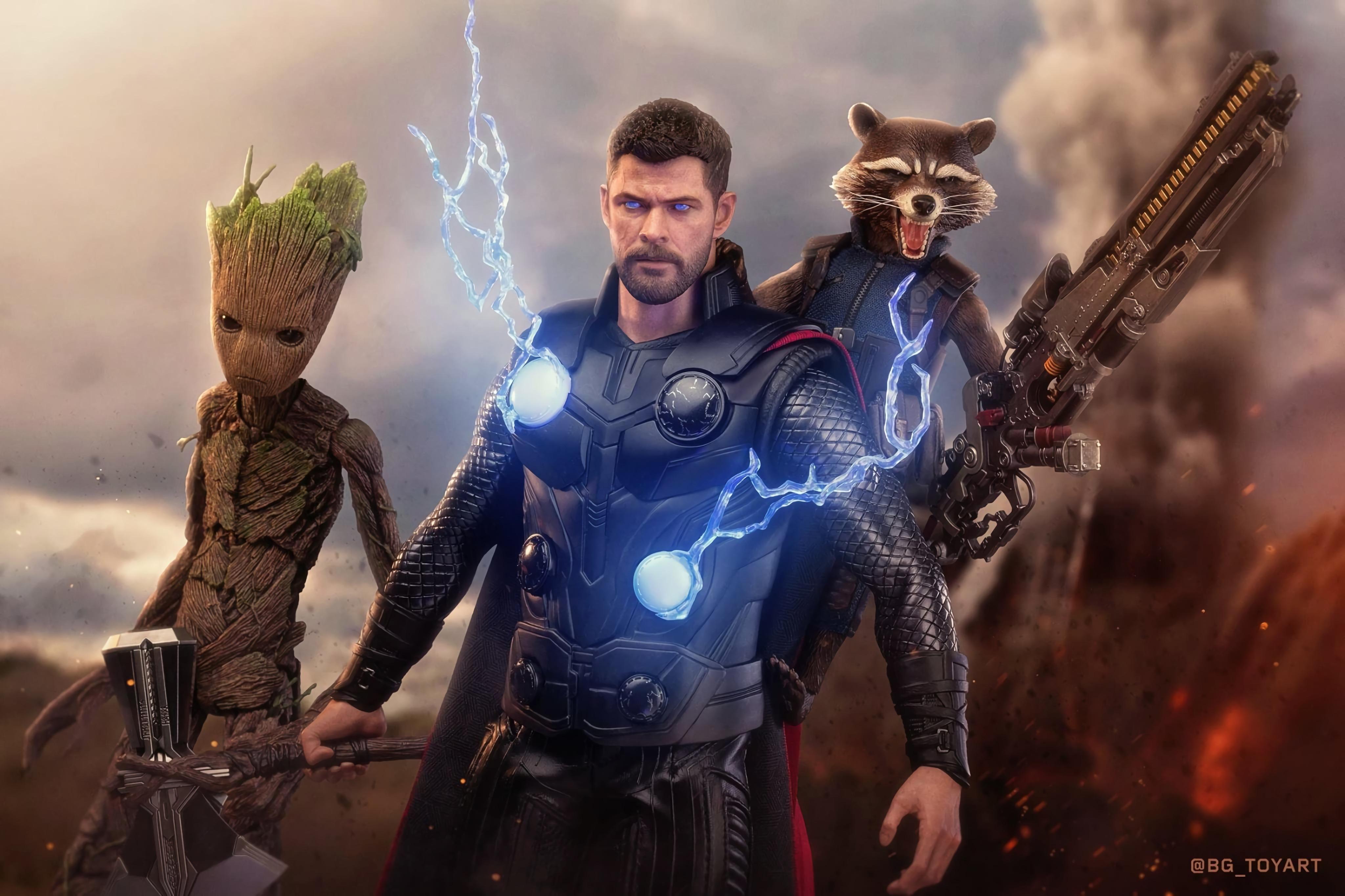 Thor, Groot And Rocket Wallpaper, HD Superheroes 4K