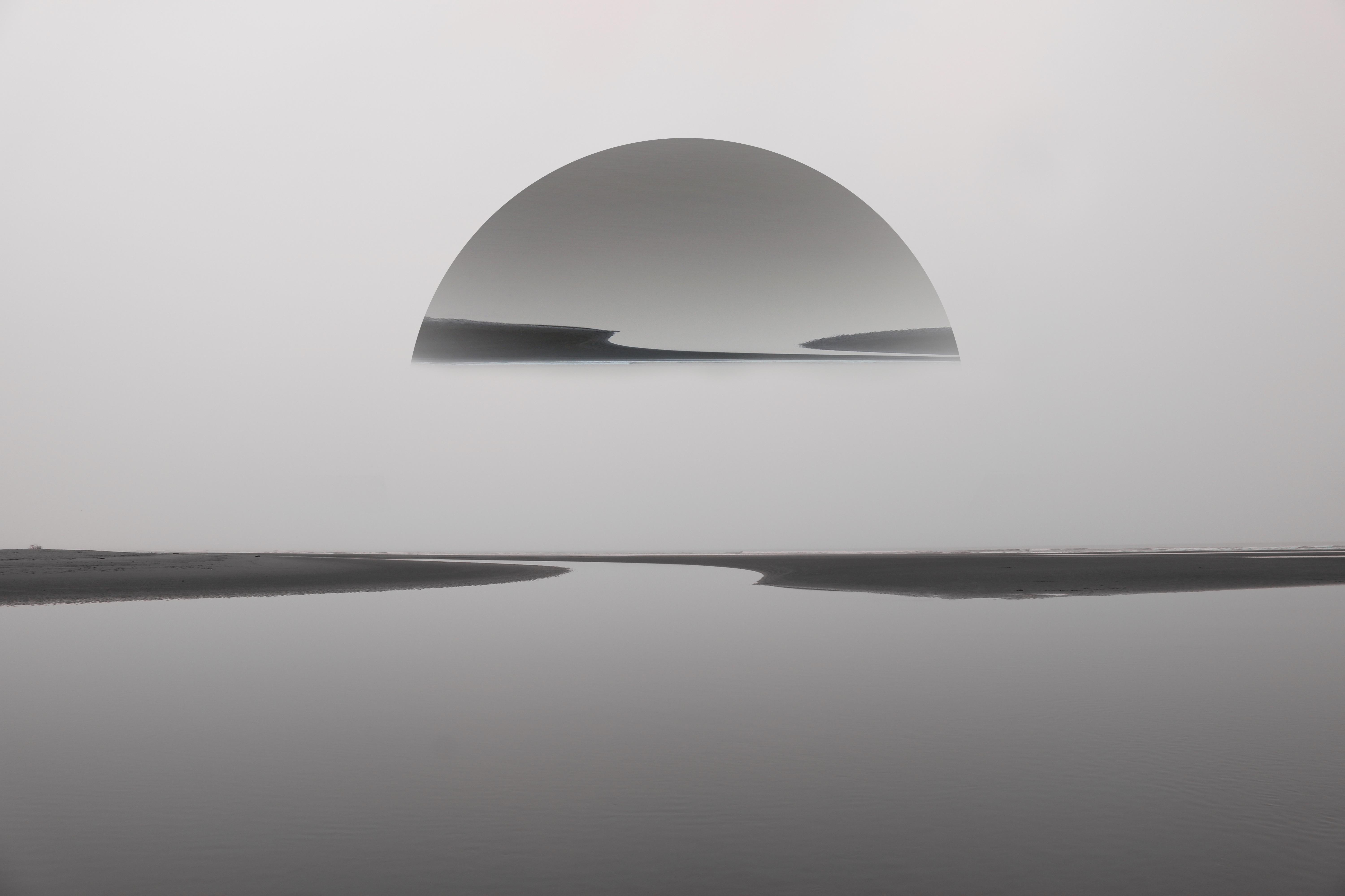 Sunset Beach Reflection Monochrome 5k, HD Artist, 4k