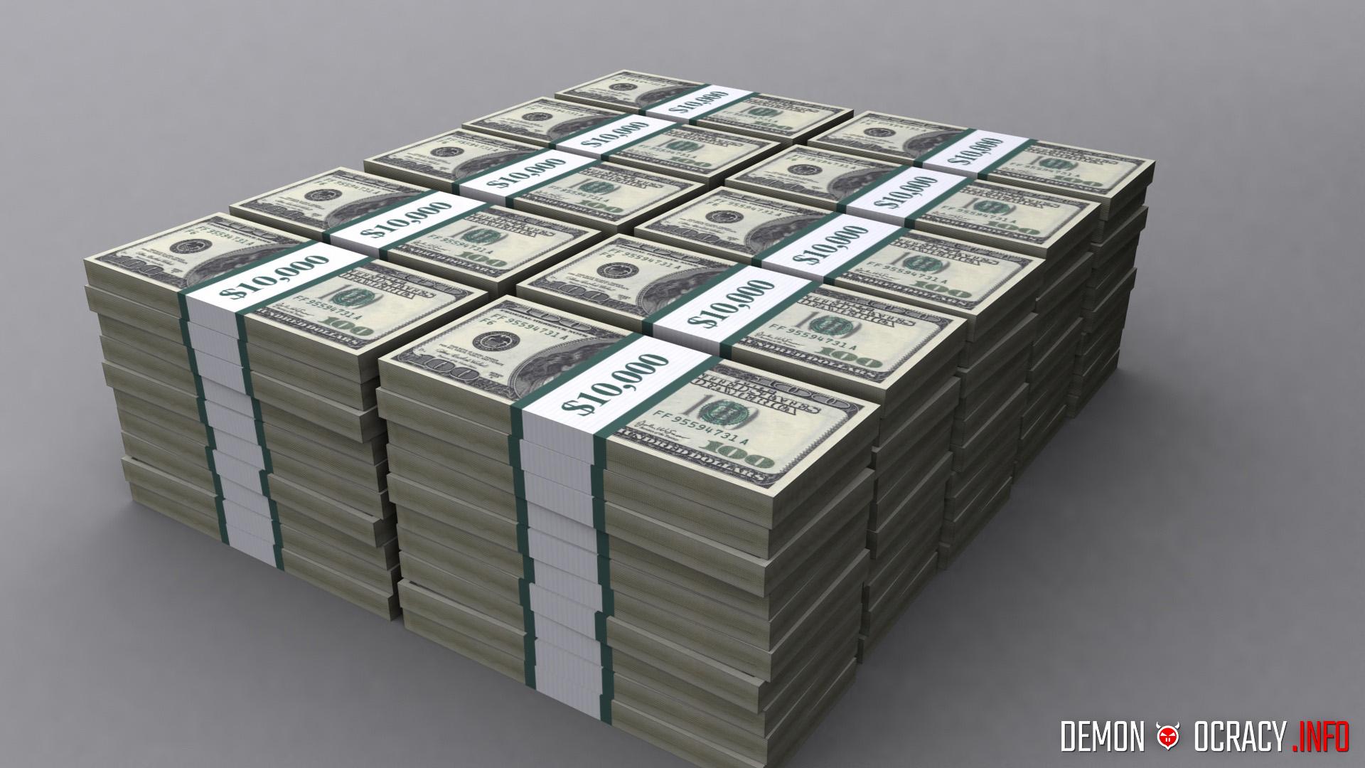 US Debt Visualized: Stacked in $100 dollar bills at