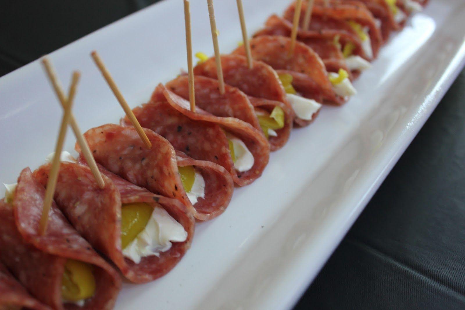 Salami, Cream Cheese, And Pepperoncini Roll Ups
