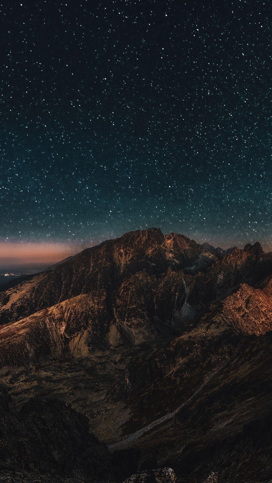 Night, Dolomites, mountains, Italy, 1080x1920 wallpaper