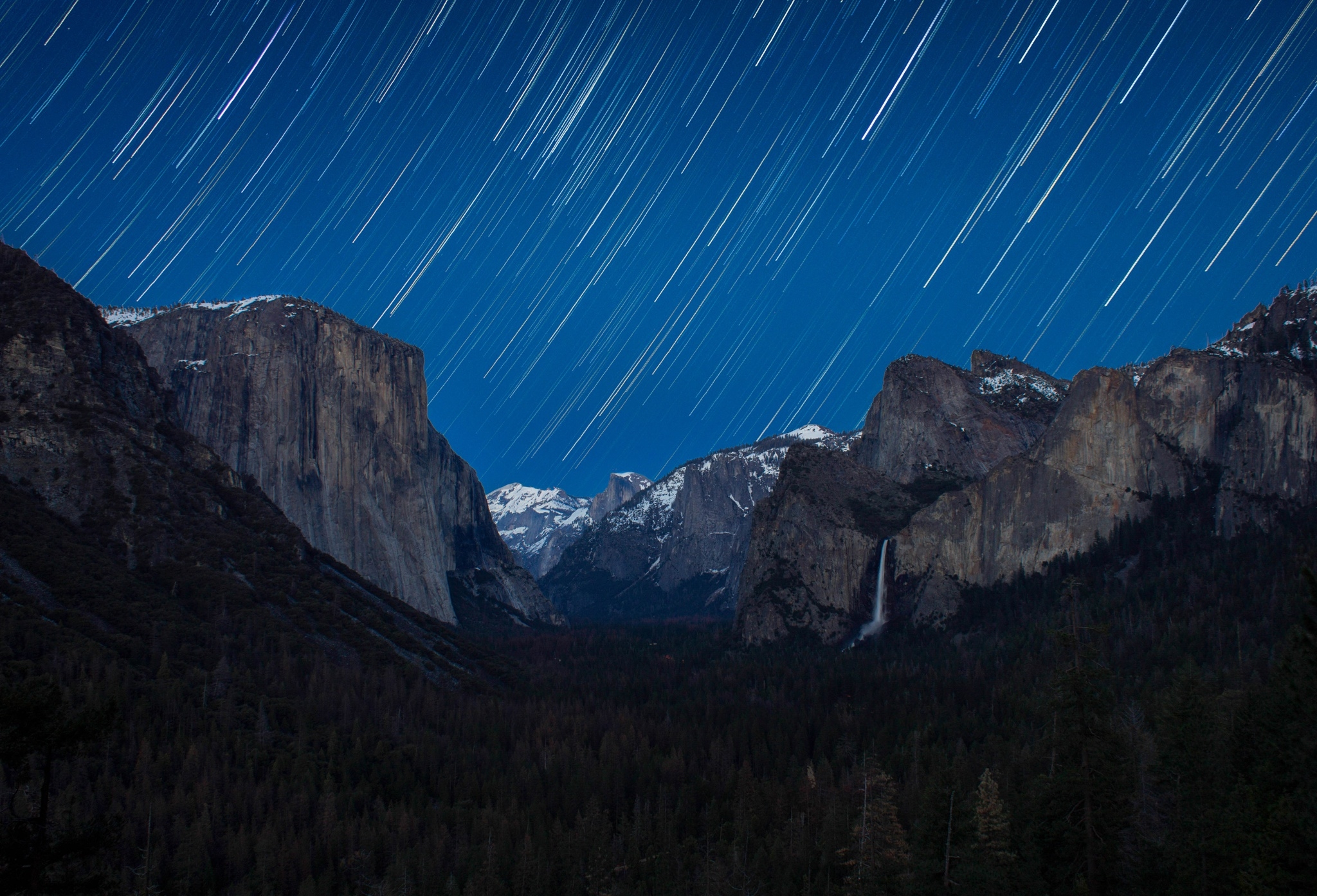 Yosemite National Park Star Trail Wallpaper, HD Nature 4K