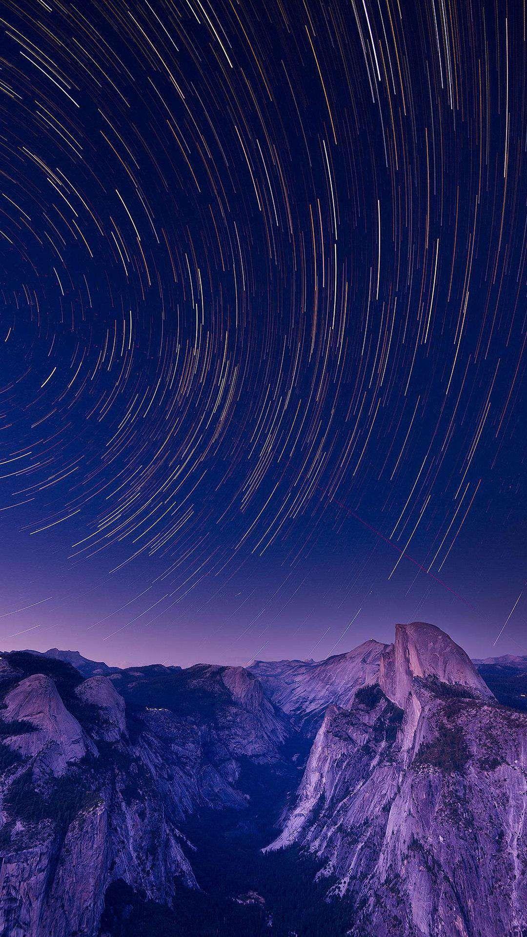 Yosemite Valley Sky Stars Long Exposure iPhone Wallpaper