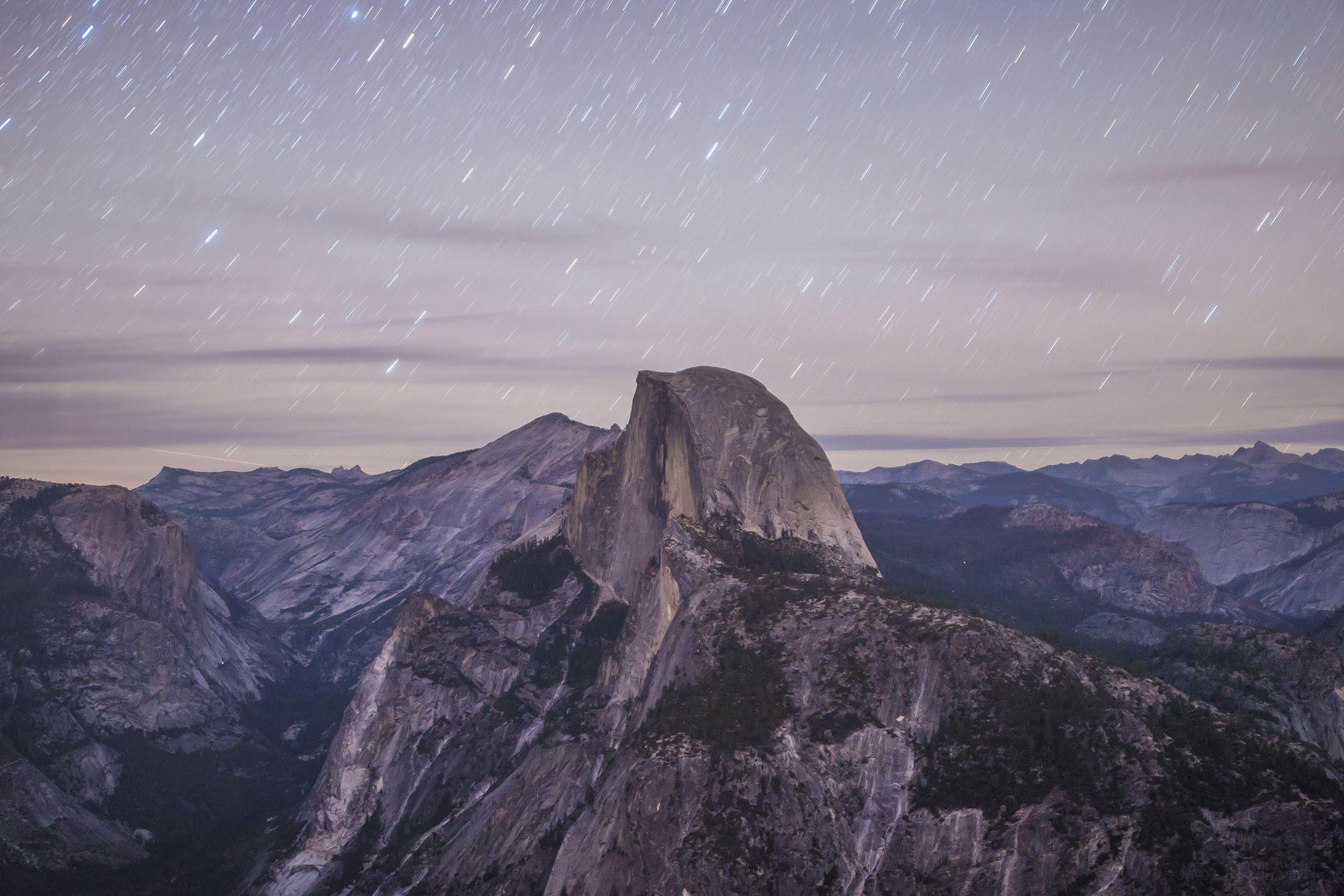 Star Trails over Half Dome in Yosemite National Park OC