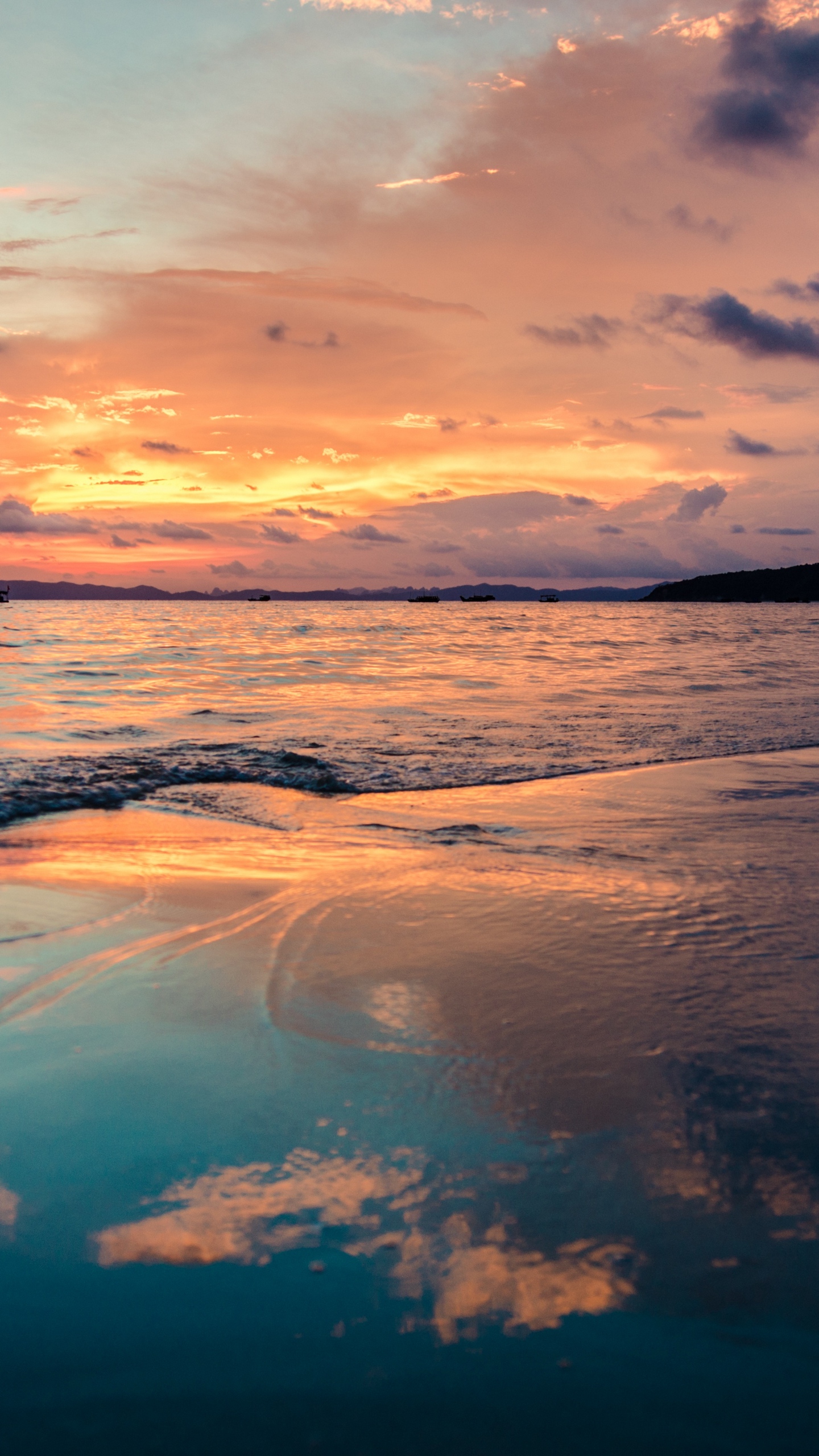 Wallpaper Sea, Beach, Sunset Sunset iPhone HD