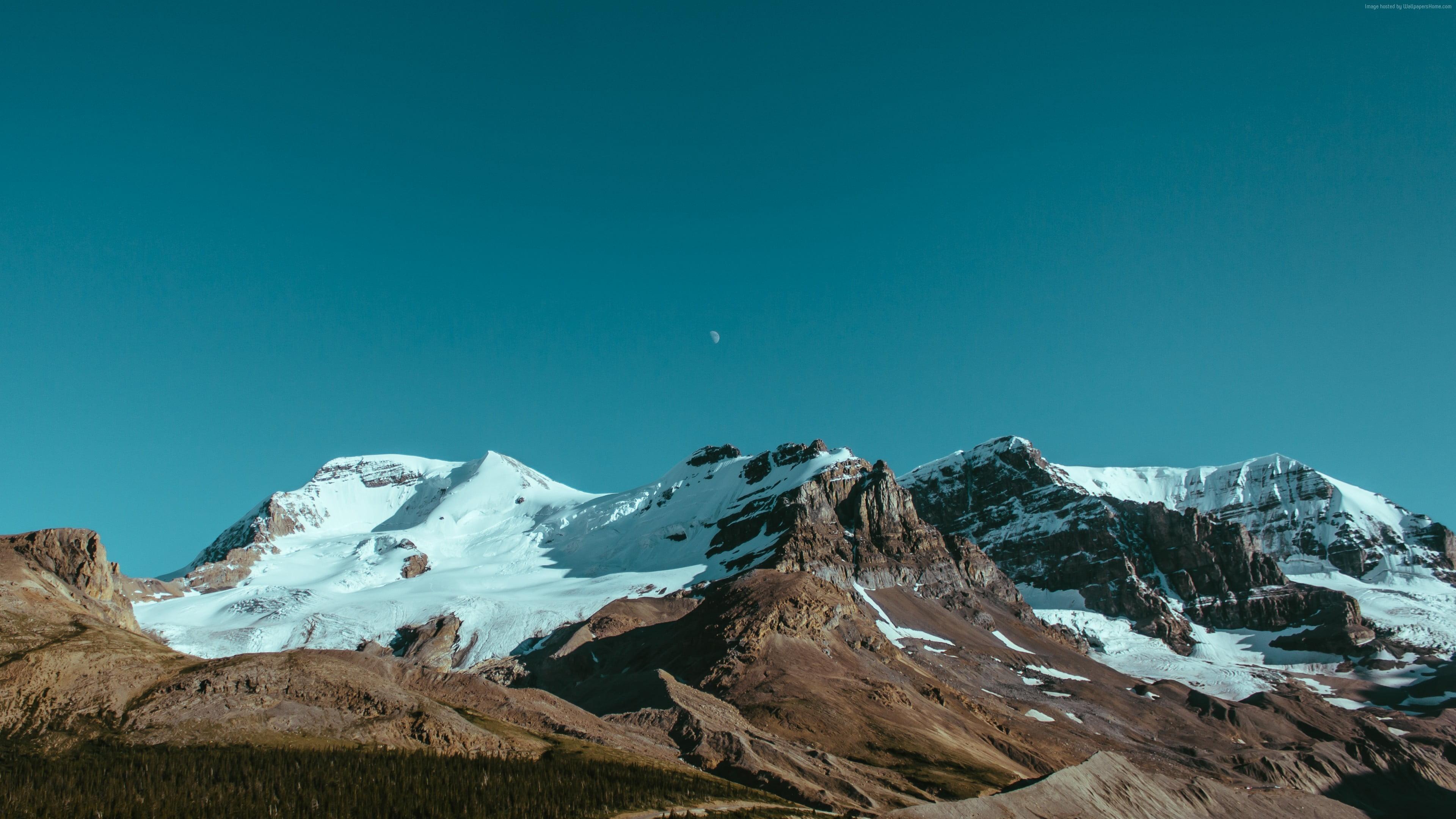 Brown and white mountains, Canada, mountains, snow, nature