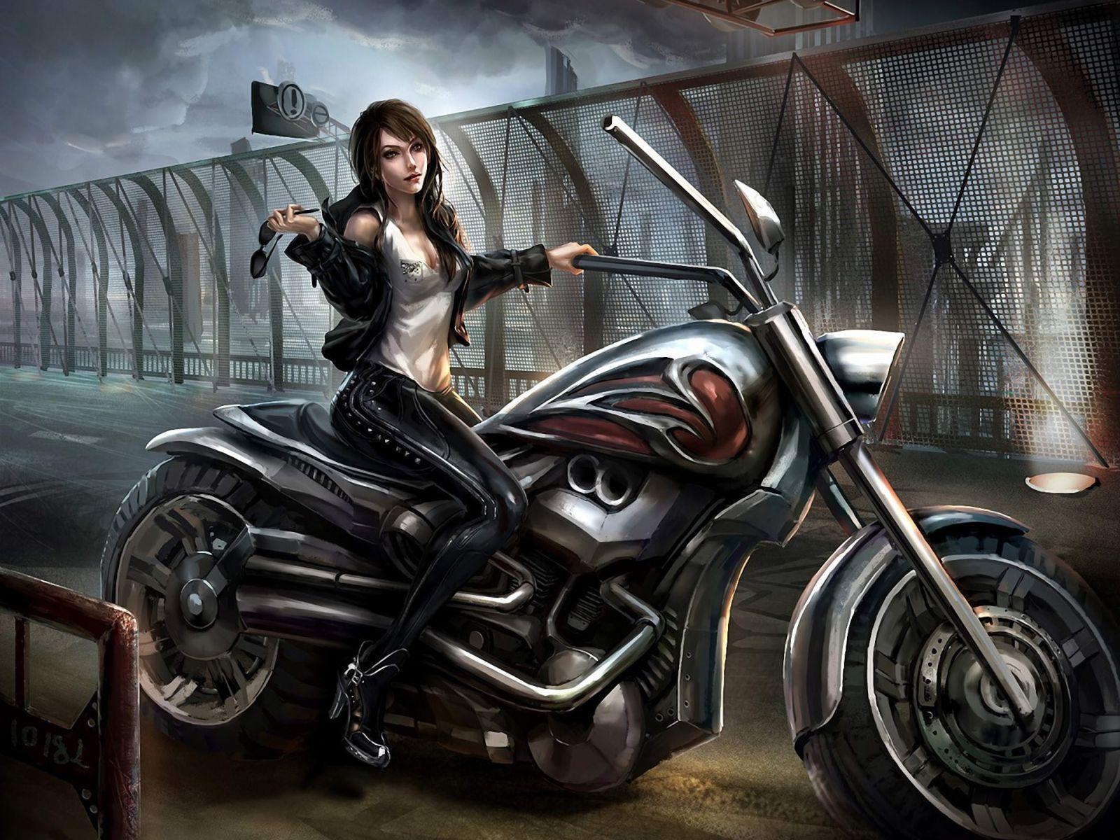Premium AI Image  Anime girl on a motorcycle in a busy street