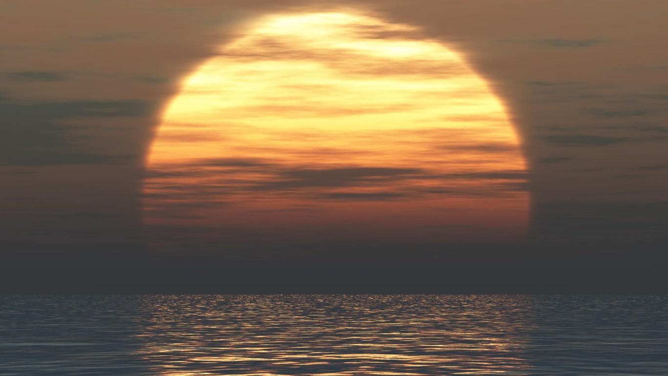 Sunset Sea 1366x768 Resolution HD 4k Wallpaper