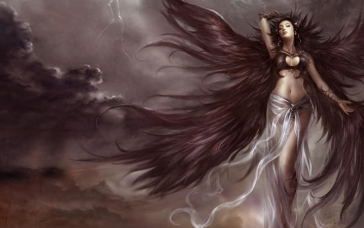 angels women wings storm fantasy art High Quality Wallpaper, High Definition Wallpaper