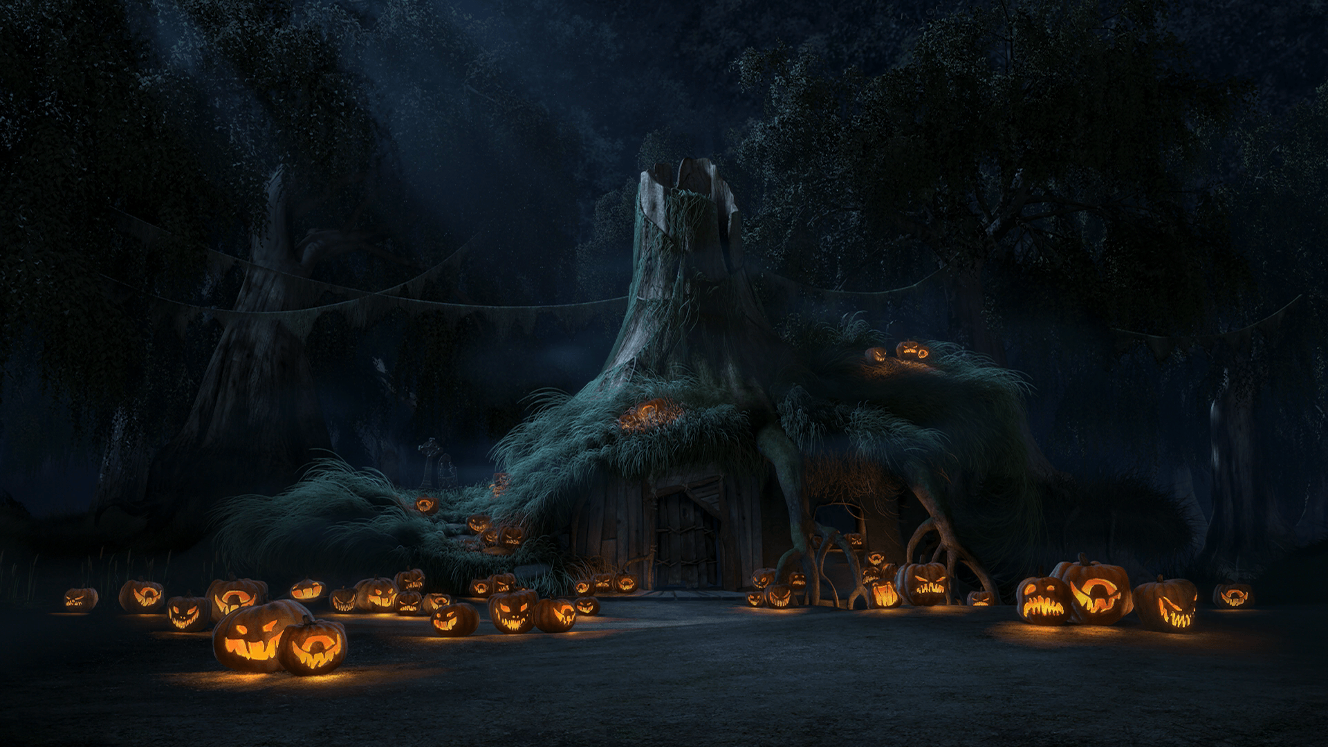 House in the Forest on Halloween HD Wallpaper. Background