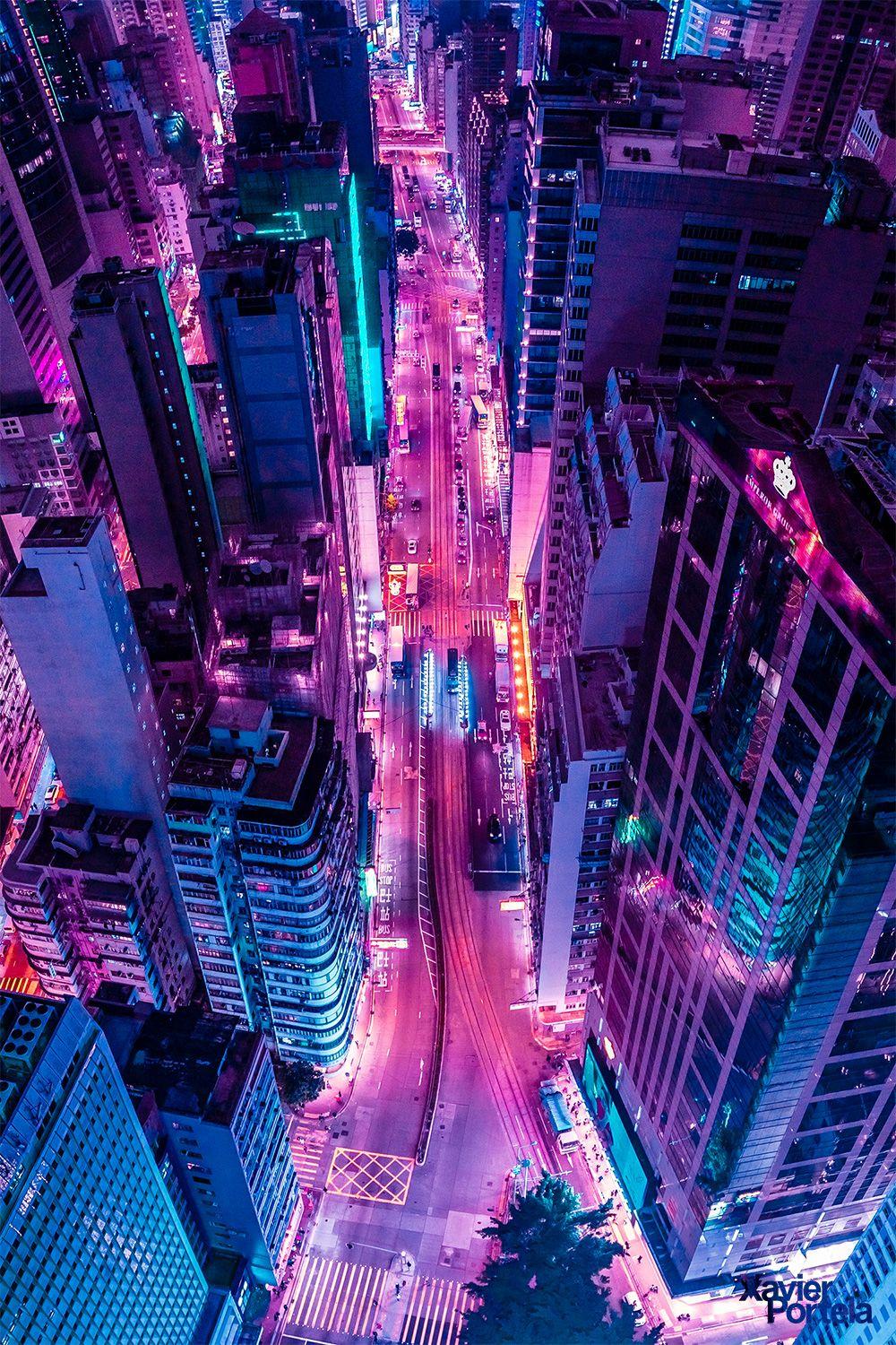 Xavier Portela passe l'Asie au néon rose. City aesthetic, Neon