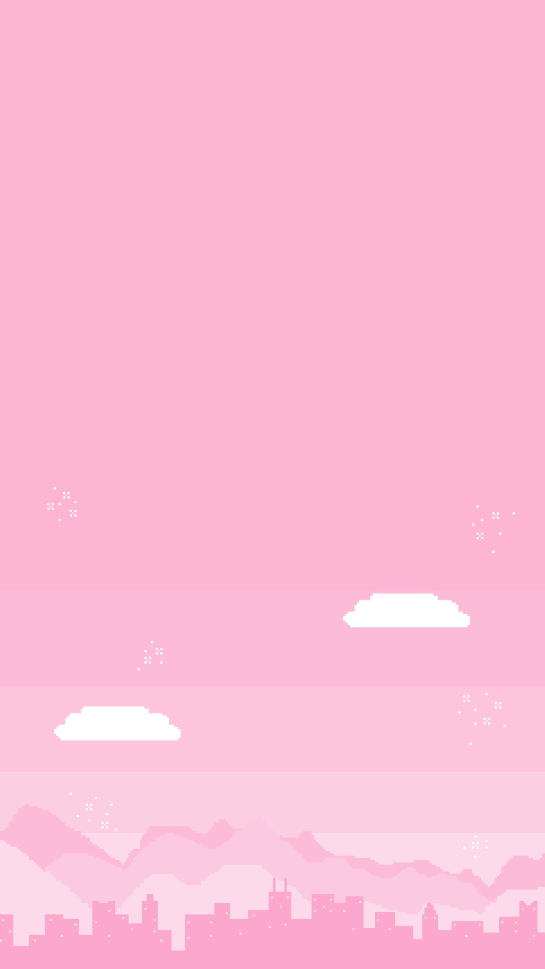 Wallpaper. Pink. Pixel. City. Pastel pink aesthetic, Aesthetic