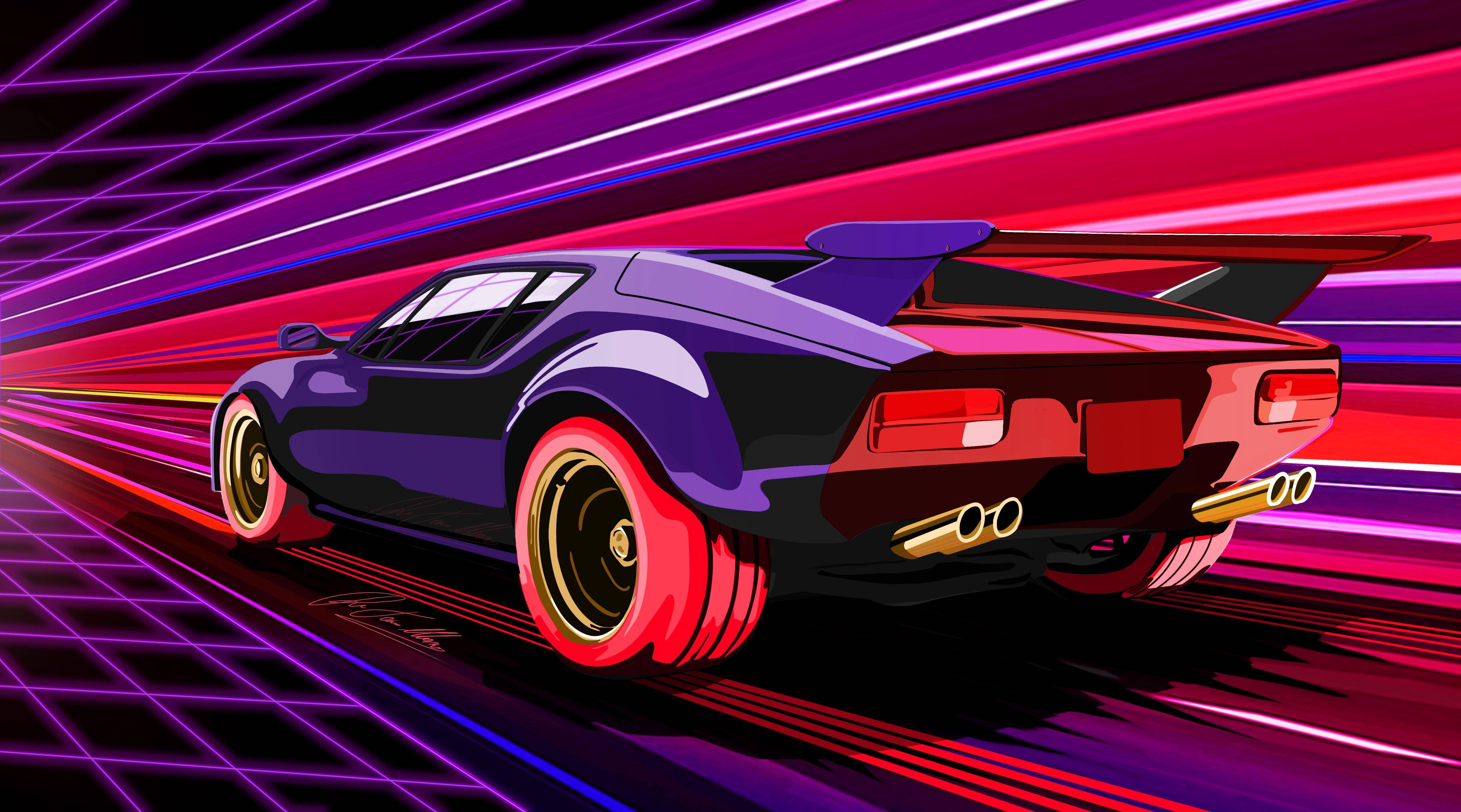 80s 4K Wallpaper. Car artwork, Pantera car, Retro style posters