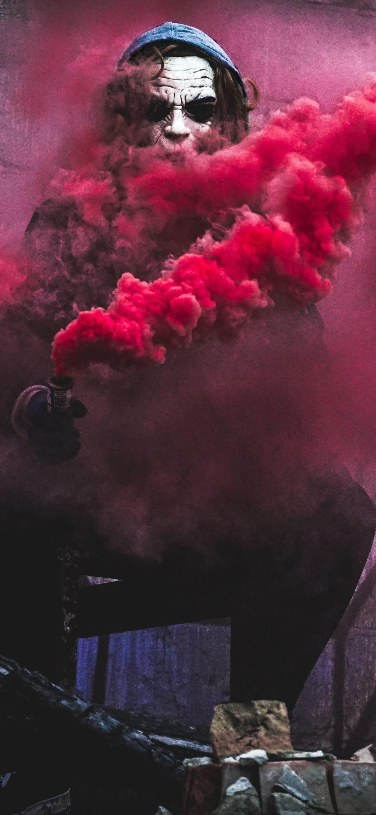 Red Smoke By Joker iPhone XS MAX HD 4k Wallpaper