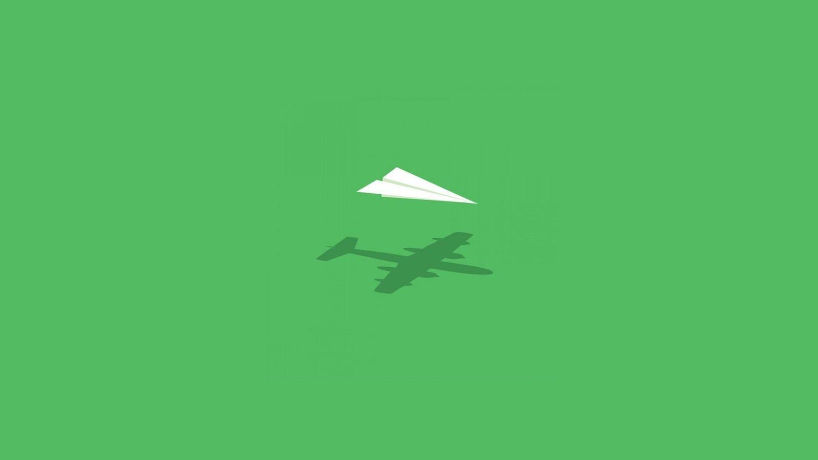 Airplane Silhouette and Paper Art Plane Minimal HD Wallpaper