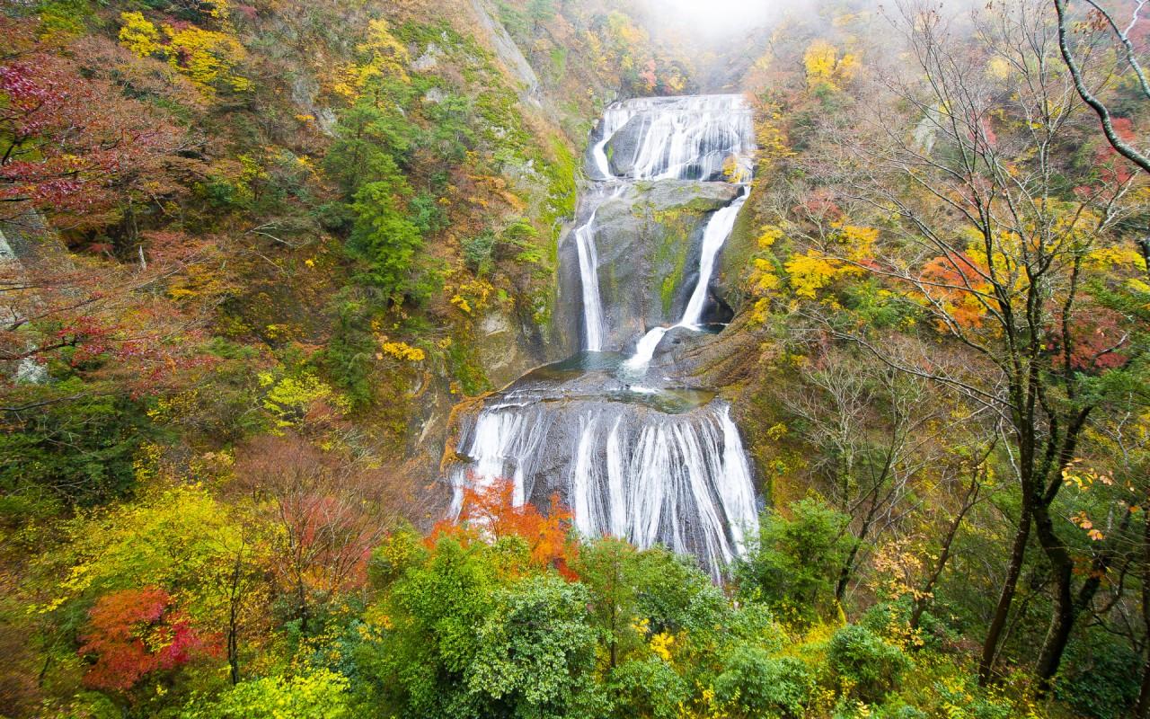 Waterfall Cascade Vivid Autumn wallpaper. Waterfall