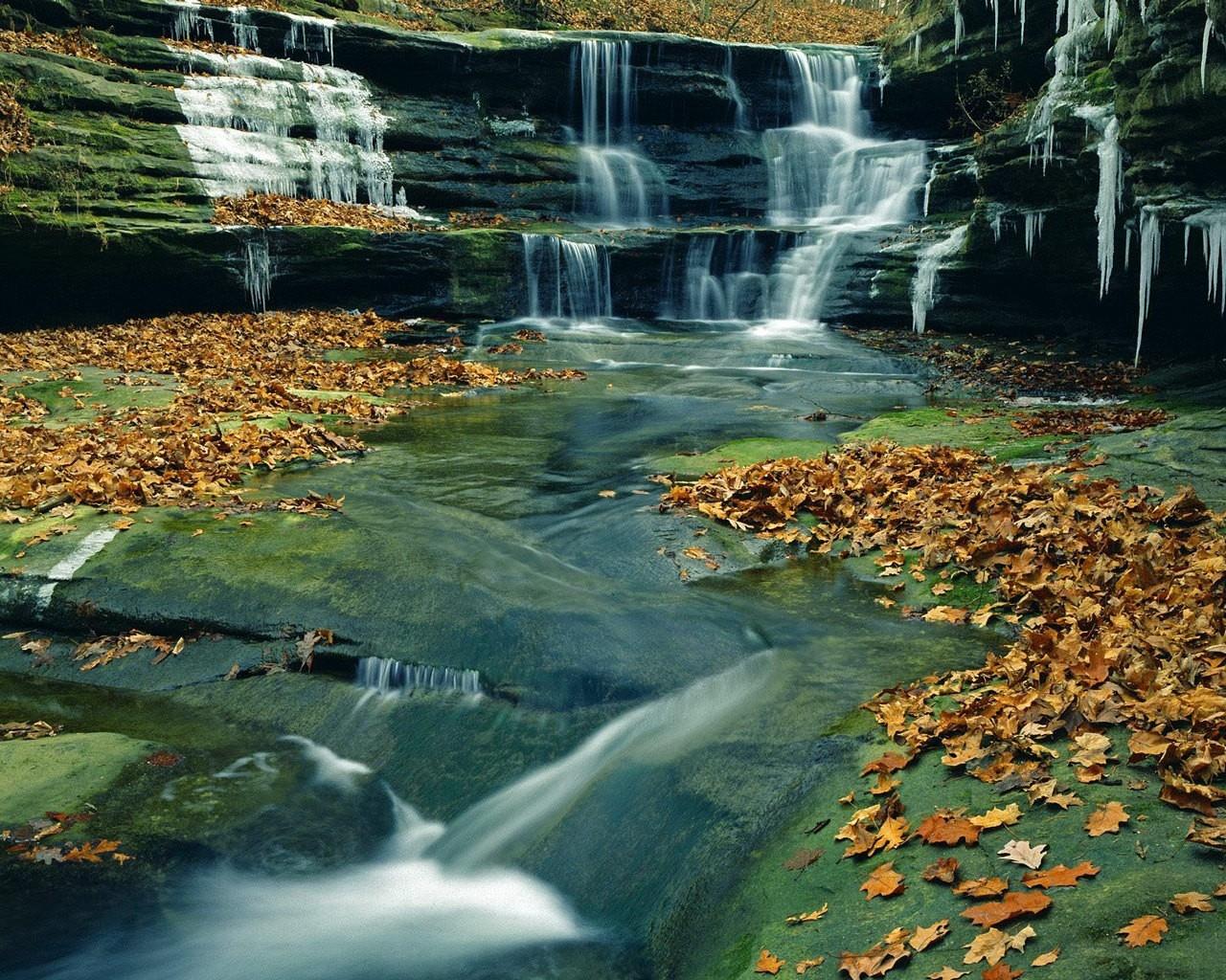 Download wallpaper 1280x1024 falls, cascades, autumn HD