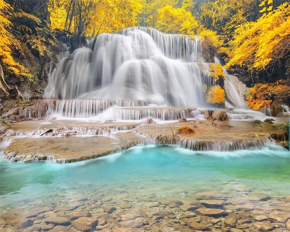 US $8.85 41% OFF. Beibehang Large Custom Wallpaper HD 3 D Landscape Mural Wallpaper Cascade Creek Autumn Scenery Picture Wallpaper For Walls 3D In