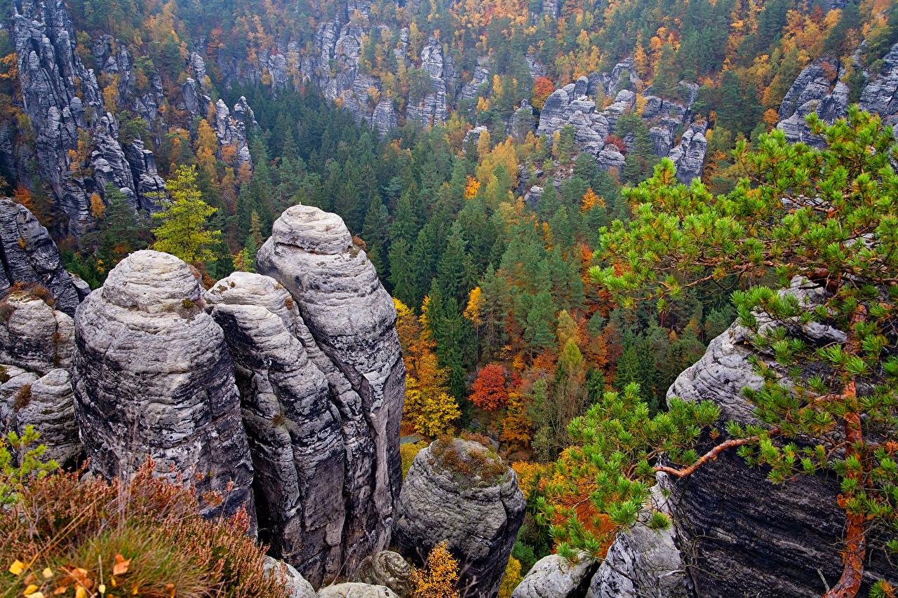 Desktop Wallpaper Germany Saxon Switzerland National Park Crag
