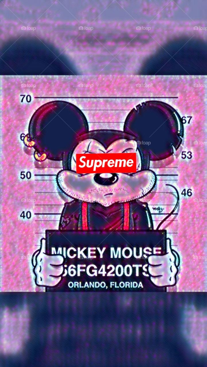 Mickey Mouse Supreme iPhone Wallpaper
