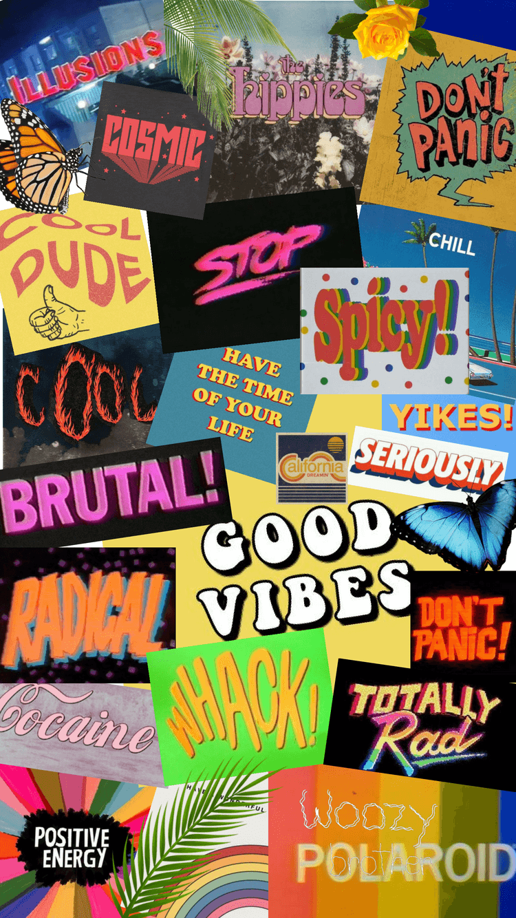 Aesthetic tumblr word iPhone wallpaper. Collage art inspo