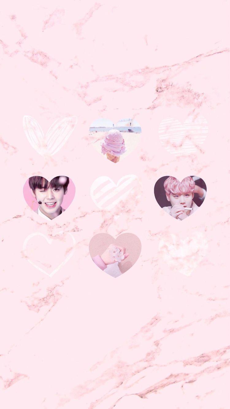Wanna one Park Jihoon pink marble iPhone wallpaper pastel