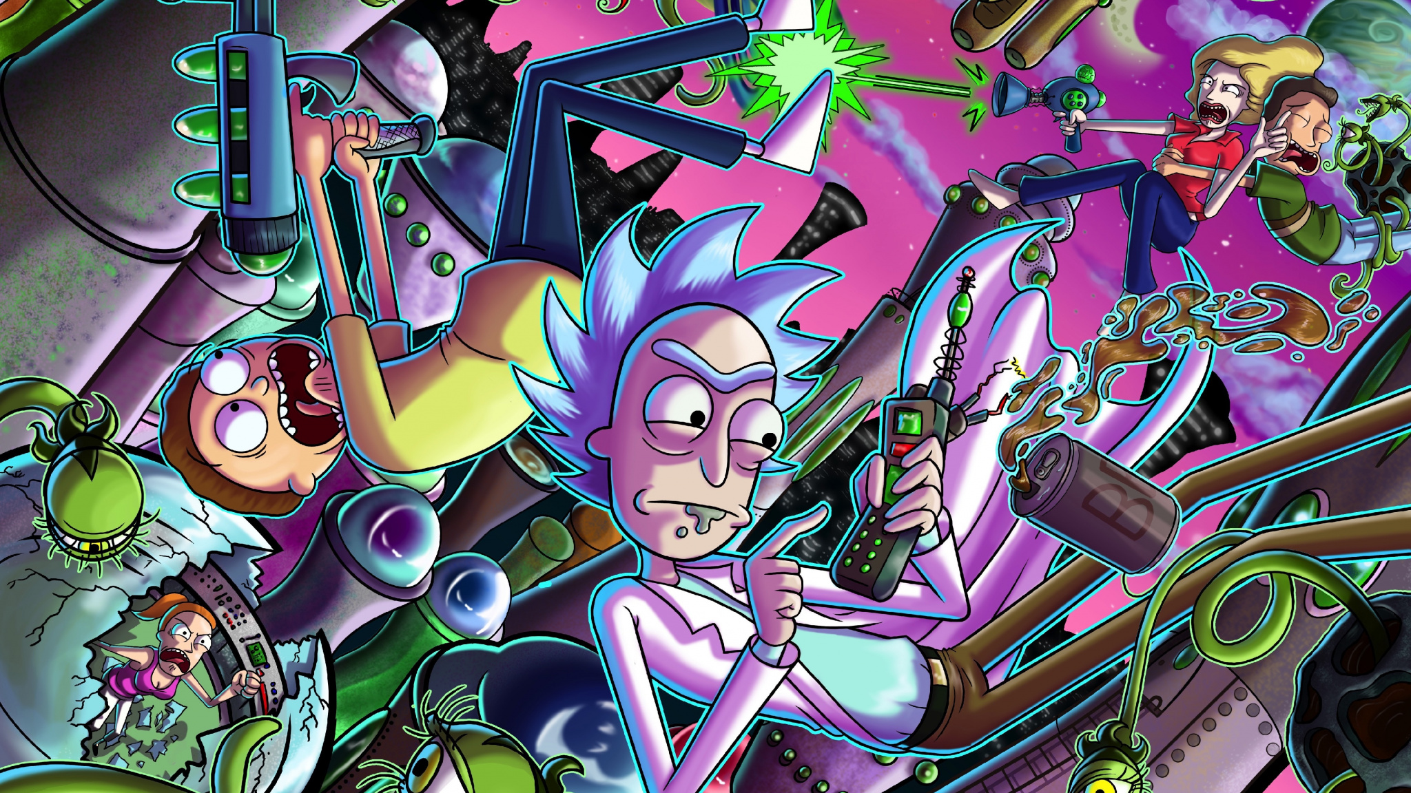 Download 2048x1152 wallpaper rick and morty, tv series