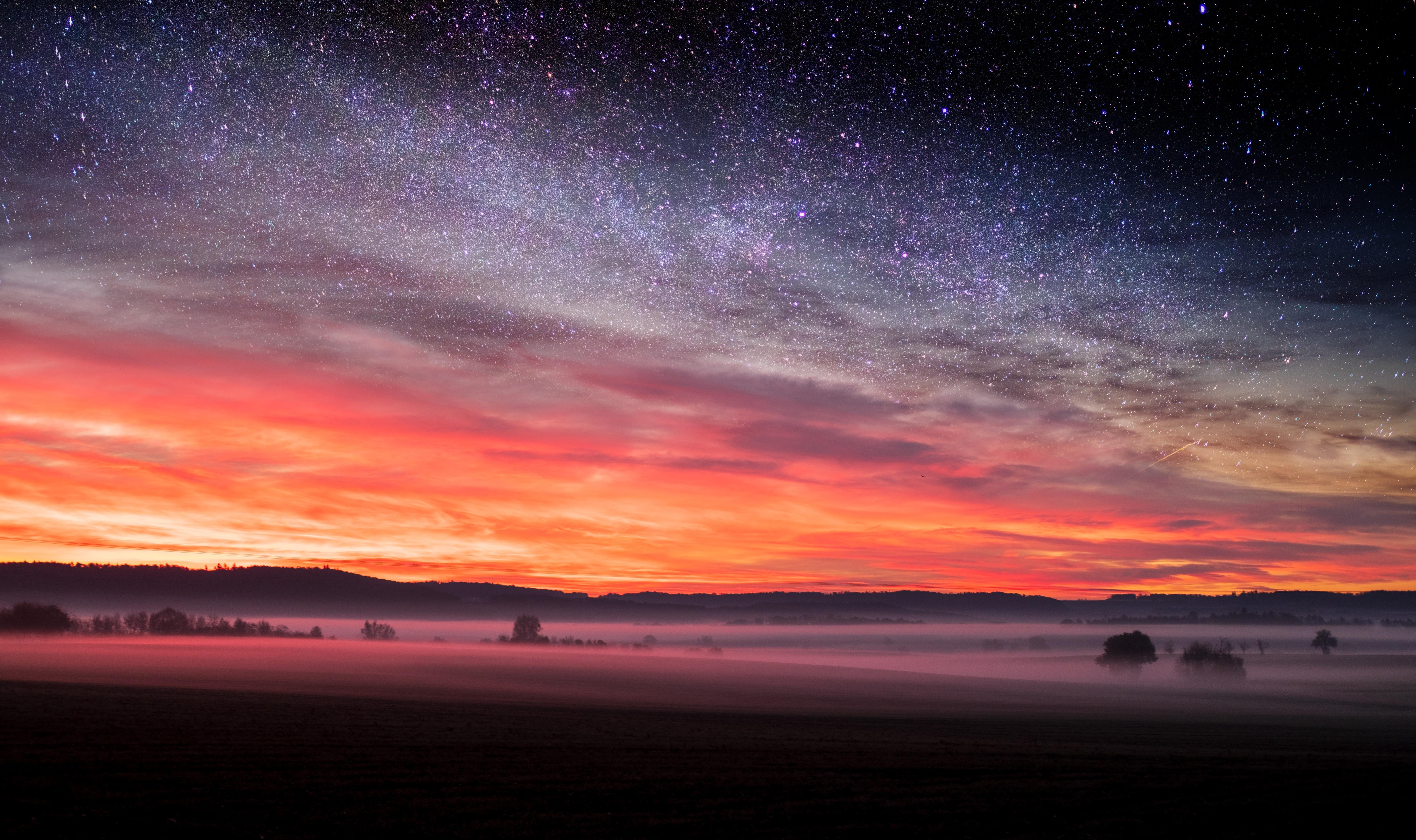 Starry Night Sunset Skyscape Stars 5k, HD Nature, 4k