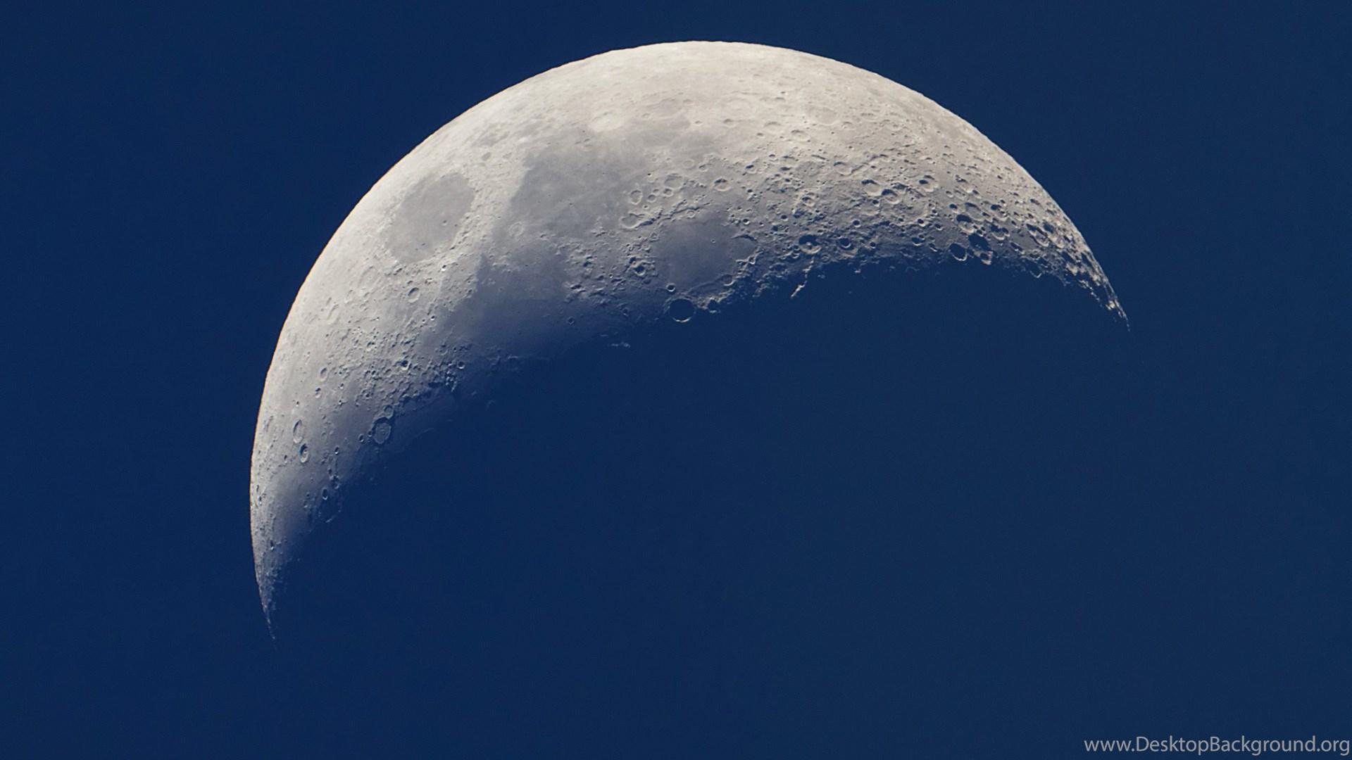 Wallpaper: Moon, Sky, Skyscape, Dark Blue, Half Moon