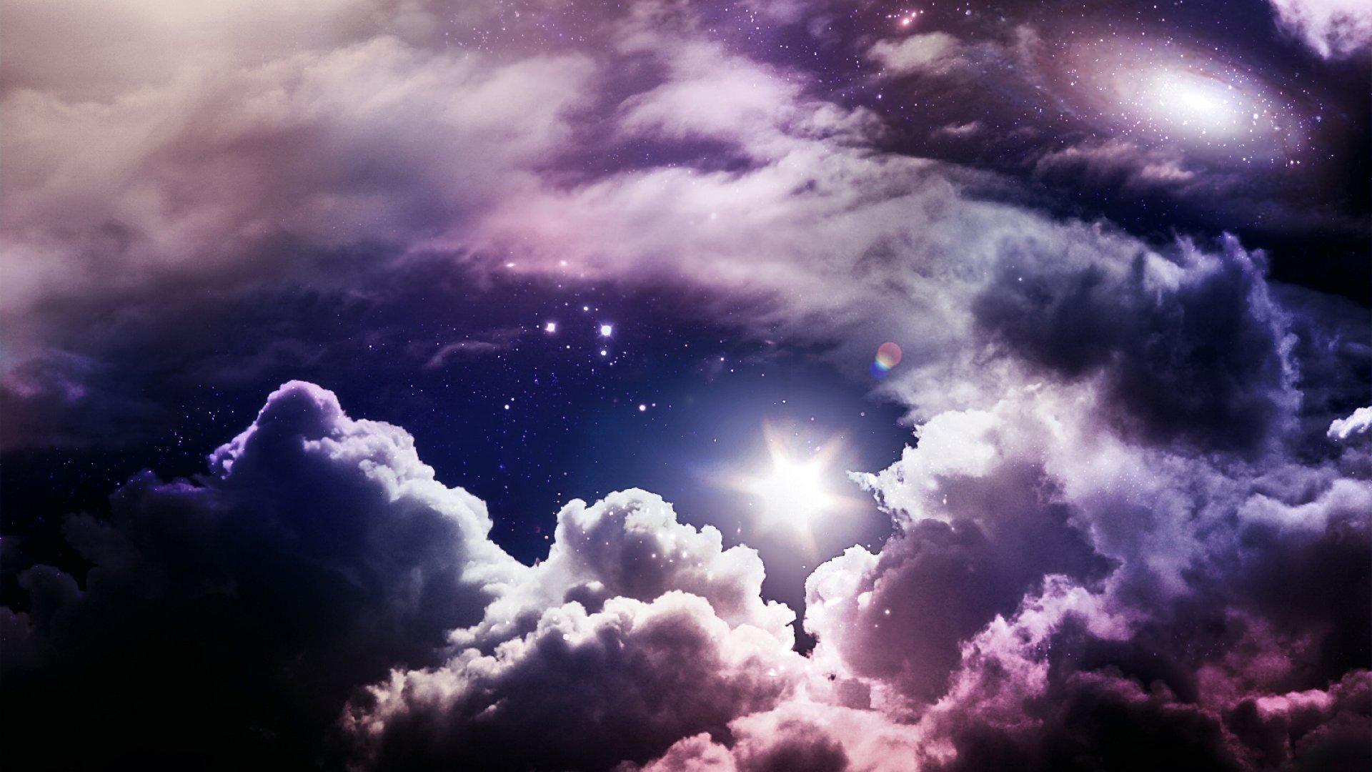Starry Sky Purple Nature Sky HD Wallpaper