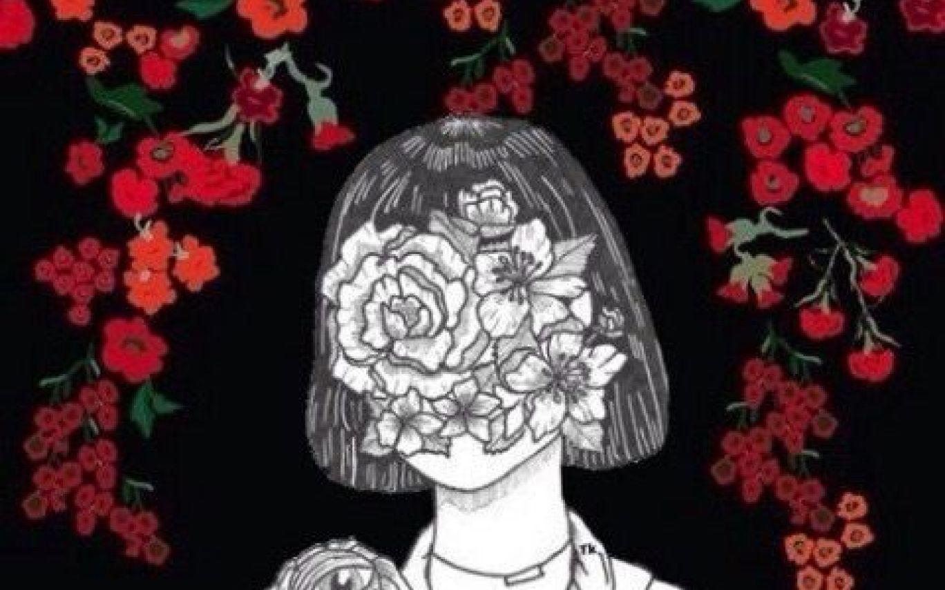 Tumblr Girl Red Rose Drawing iPhone Wallpaper