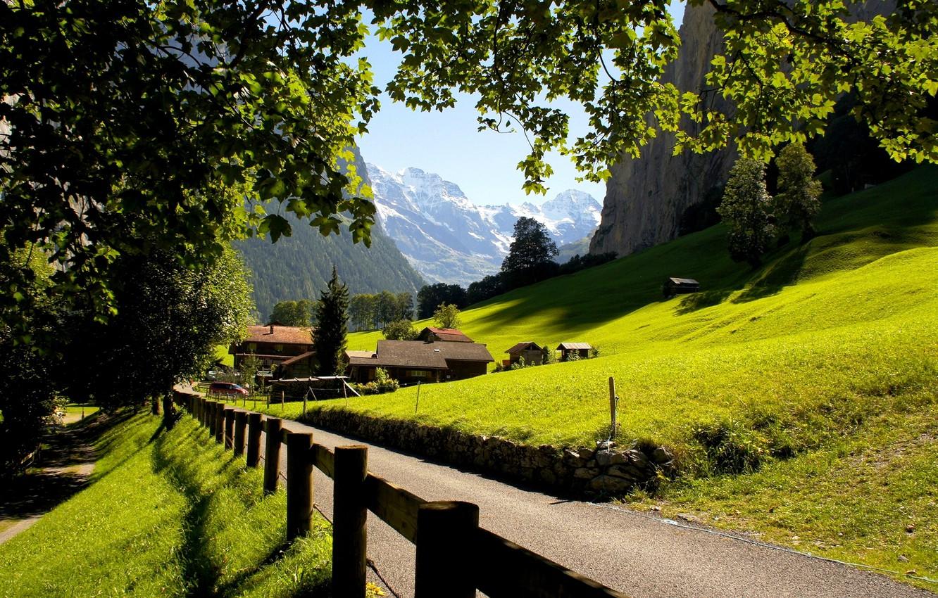 Wallpaper mountains, the city, Switzerland, Alps