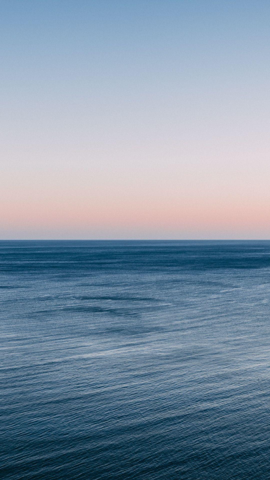 Calm and beautiful sea, clean skyline, sunset, 1080x1920