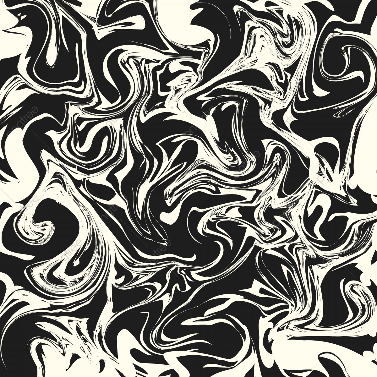 Abstract Wave Pattern Black And White Marble Texture Wall