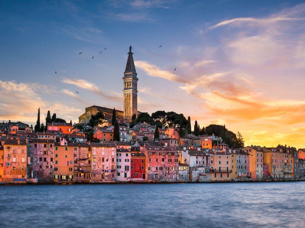 Sunset in the Old Town of Rovinj, Croatia. Beautiful Places