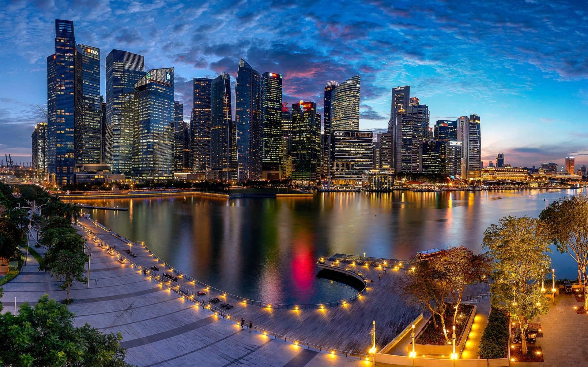 Wallpaper Marina Bay, Singapore, city, night, lights