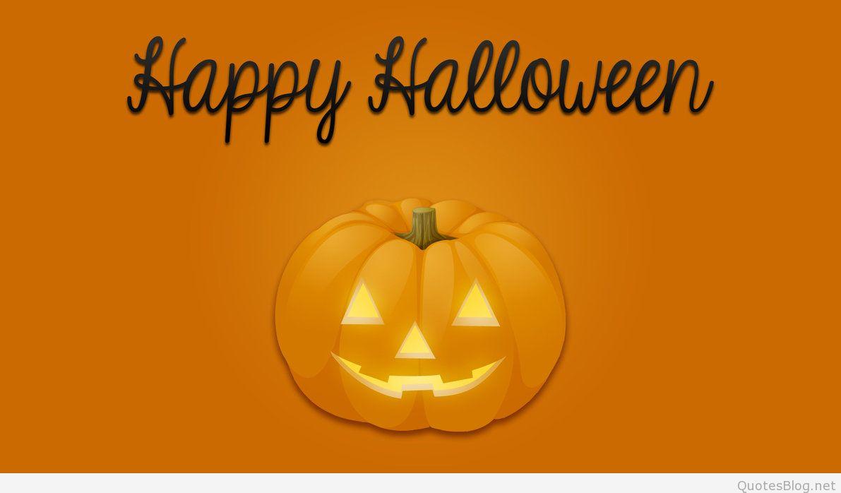 Happy Halloween lighting pumpkin on orange background HD