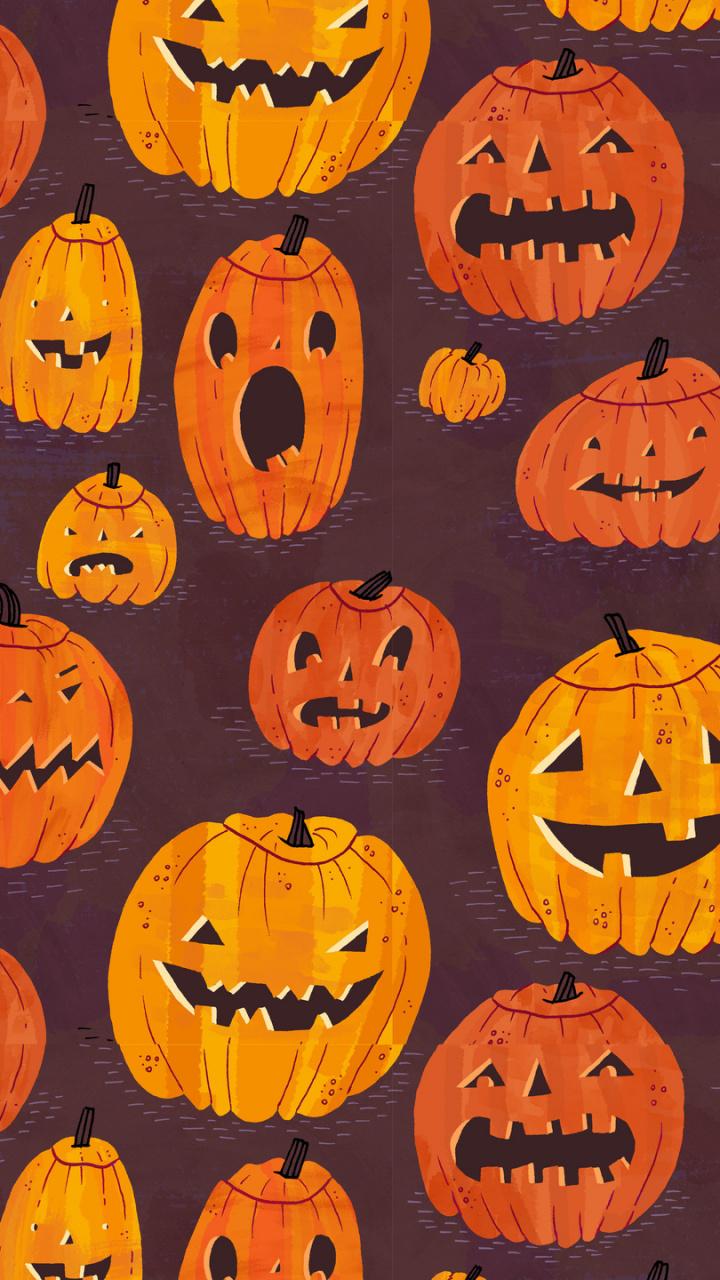 Halloween, Orange, Design, Jack o Lantern, Pattern HD