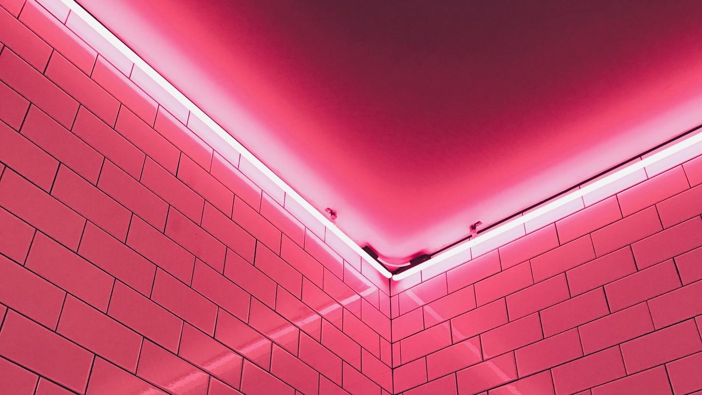 Download wallpapers 1366x768 wall, light, pink, tile tablet