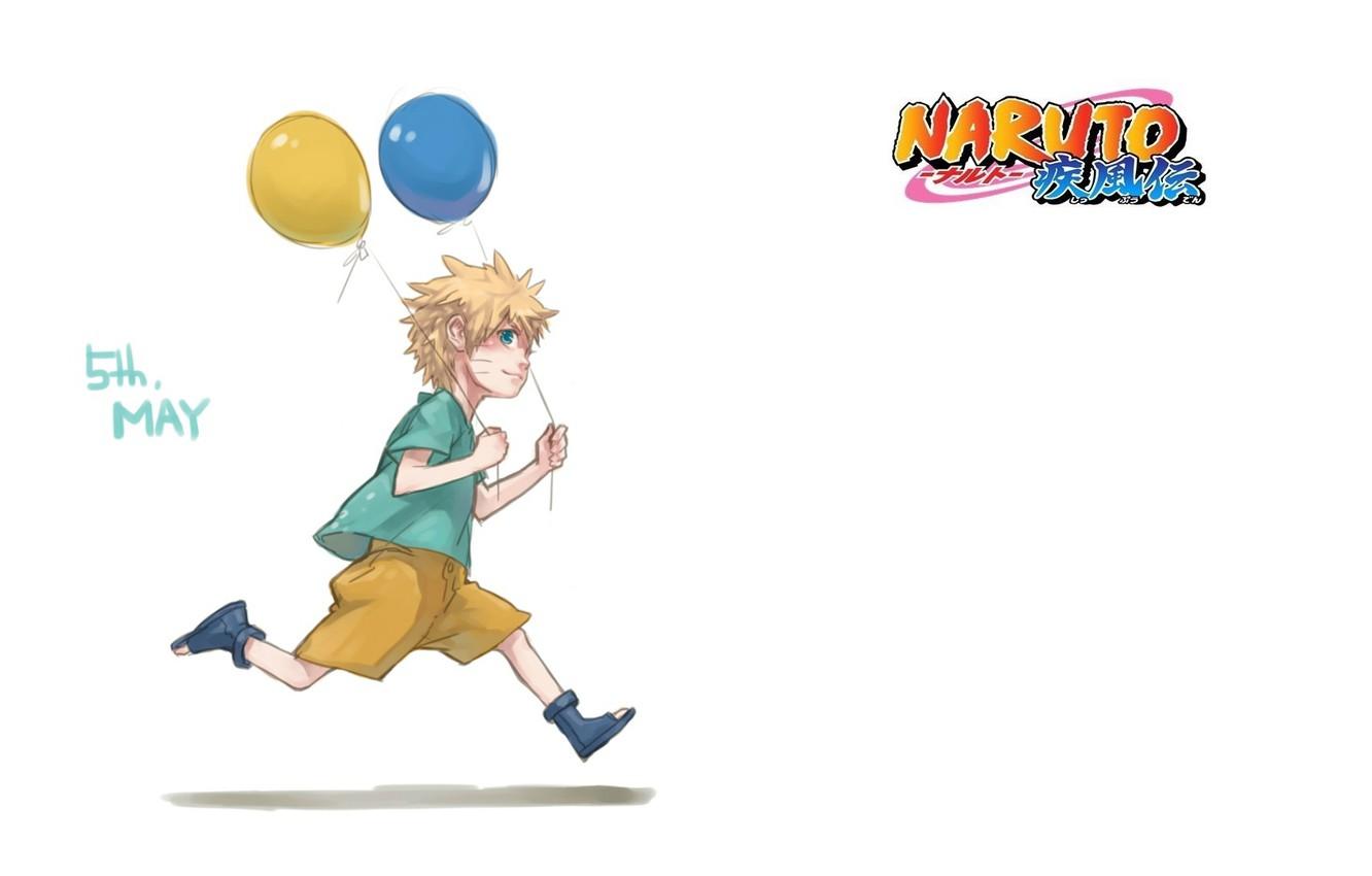 Wallpaper balloons, shorts, boy, white background, Naruto