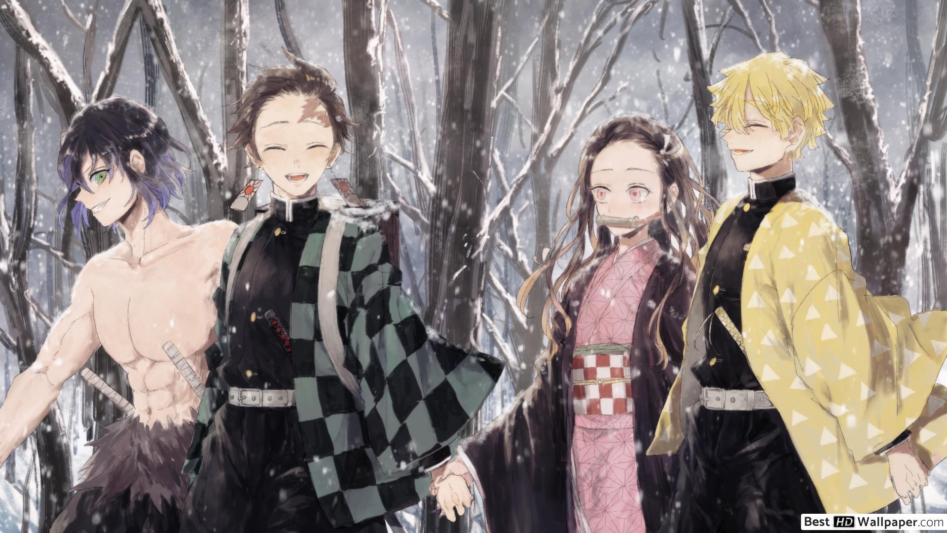 Kimetsu no Yaiba Tanjiro Nezuko Zenitsu Inosuke UHD 4K Wallpaper  Pixelz