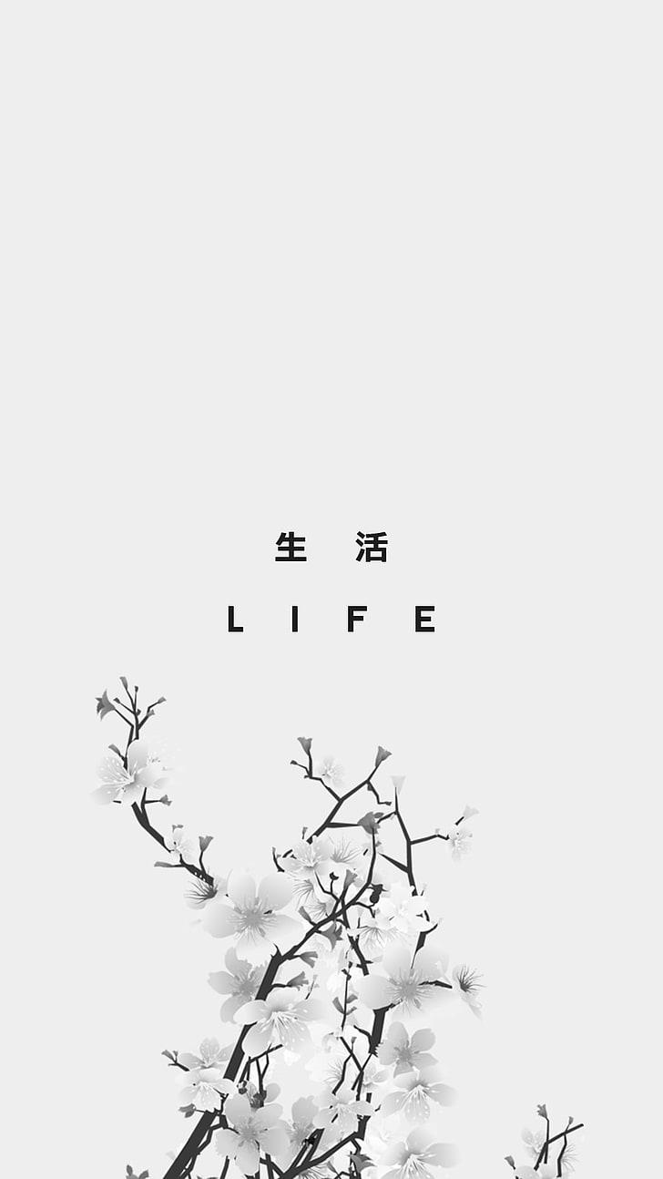 HD wallpaper: black Life text, kanji, Japan, vector, nature