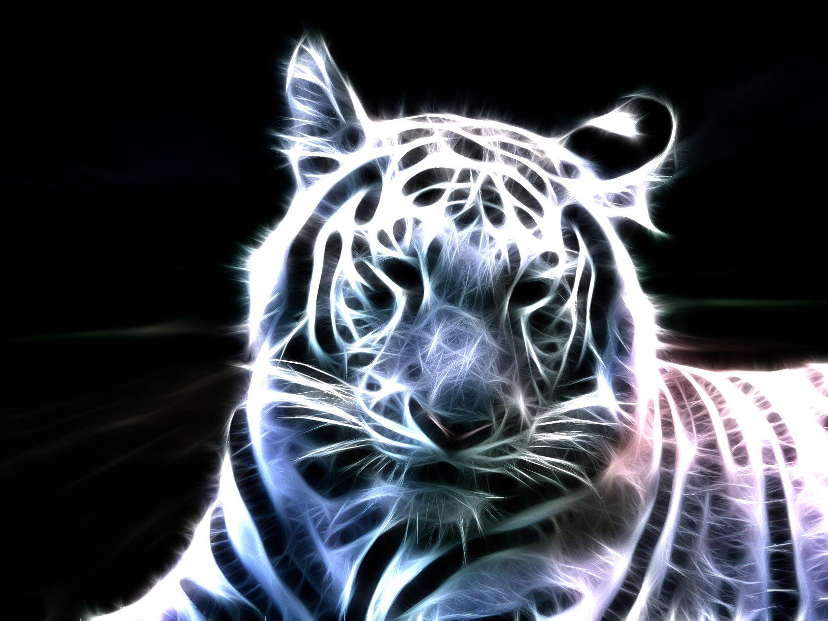 Neon White Tiger Phone Tablet Wallpaper • GamePhD