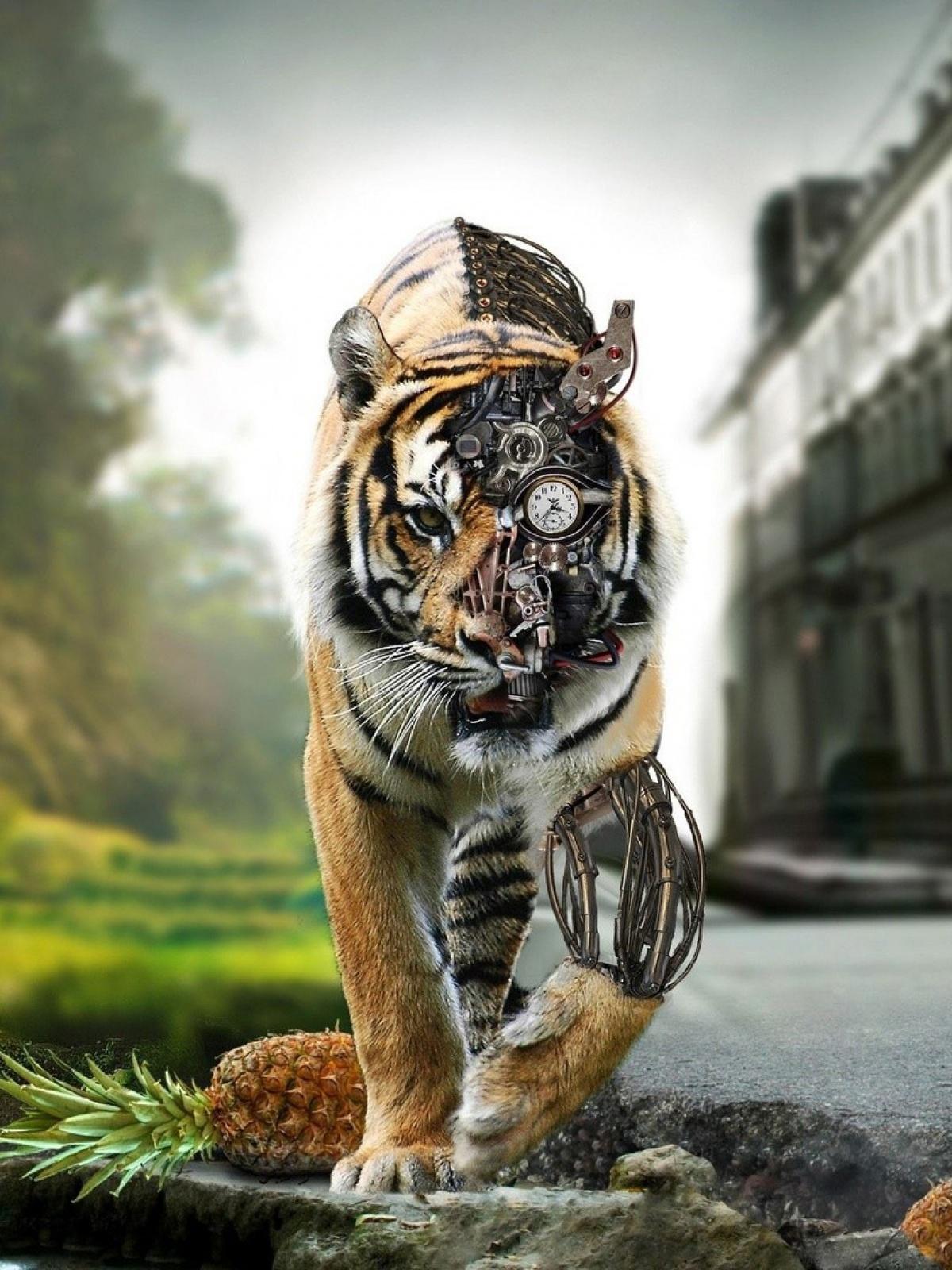 Tigers Digital Art Mobile Wallpaper