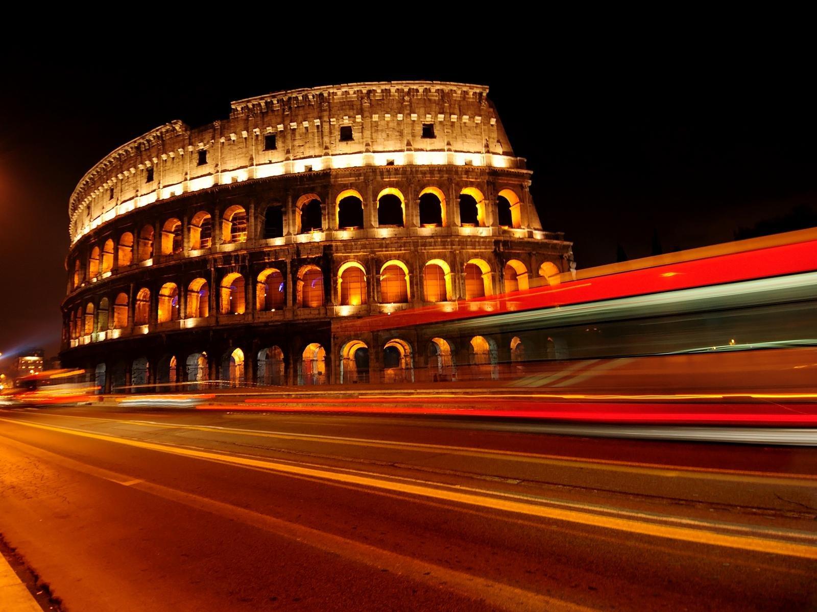 Long Exposure of Colosseum at night in Rome, Italy