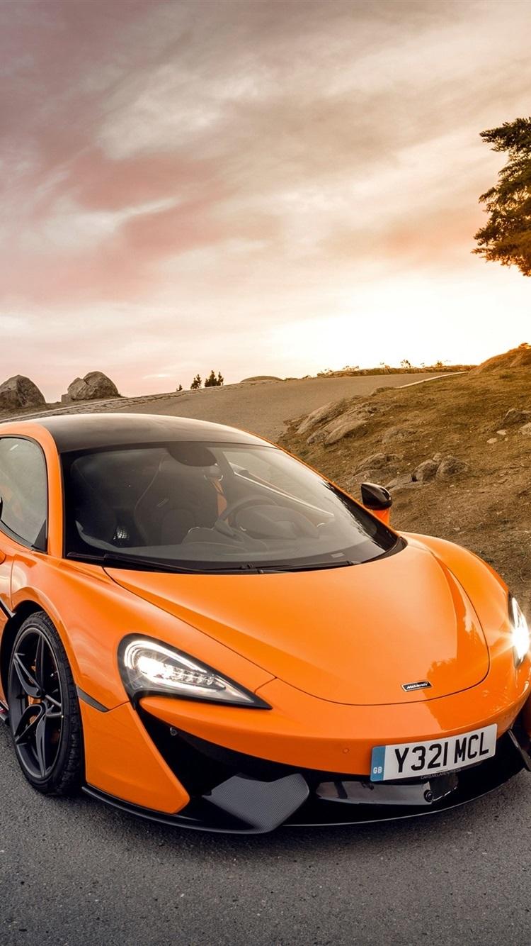 McLaren 570S Orange Supercar, Road 750x1334 IPhone 8 7 6 6S