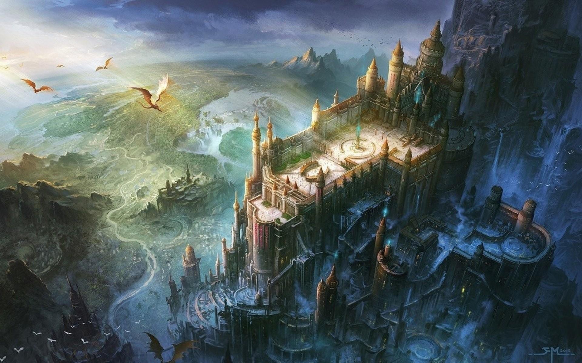 Artwork, fortress, Dragon, Amazing Image, Fantasy Wallpaper