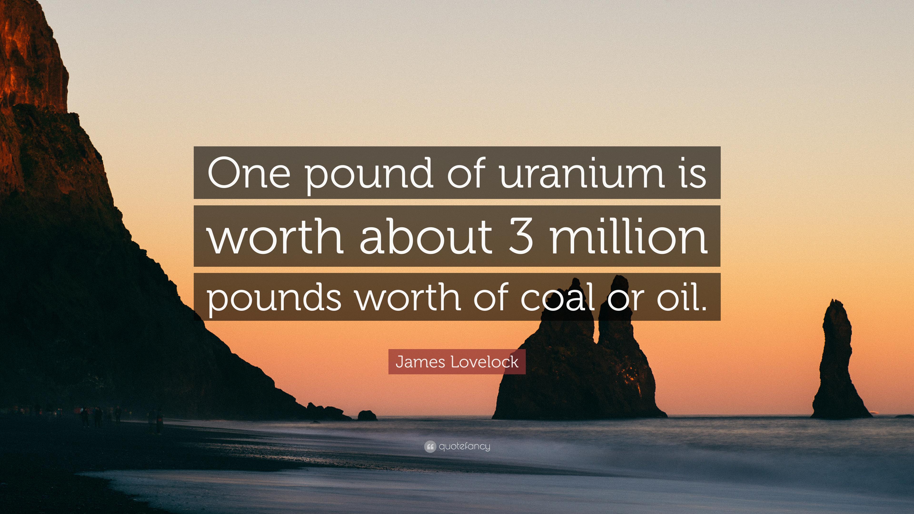 James Lovelock Quote: “One pound of uranium is worth about 3