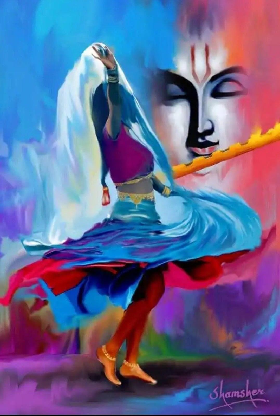 The Divine Romance Radha Krishna Painting Canvas Or Paper ...