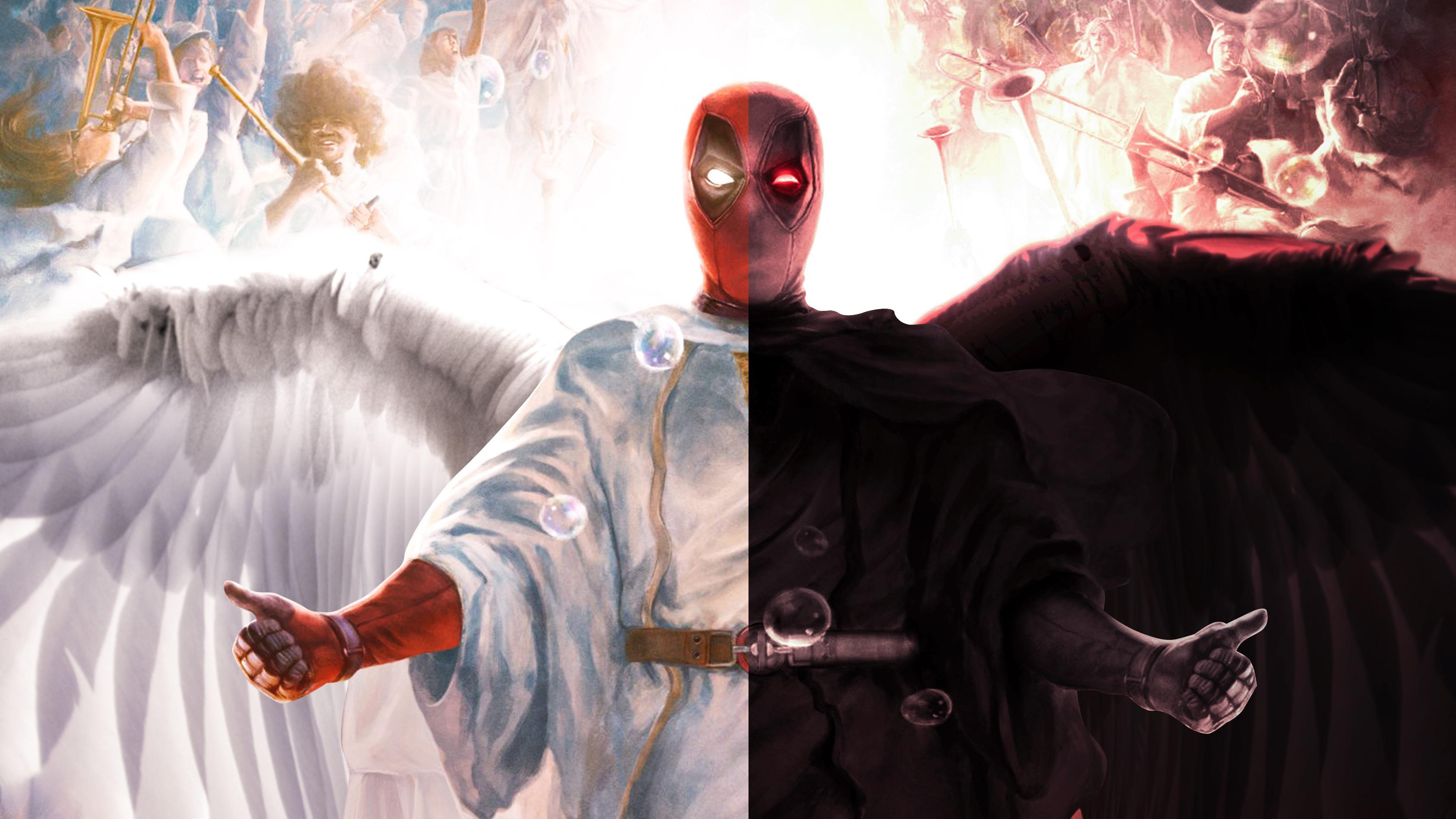 Deadpool Devil And Angel, HD Superheroes, 4k Wallpapers.